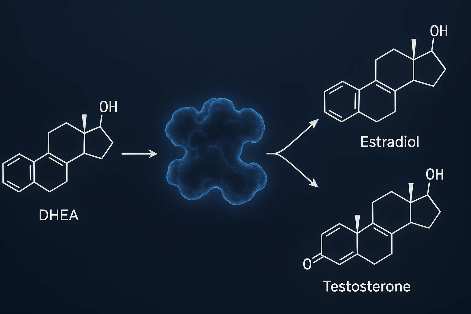 How DHEA converts to testosterone and estradiol in women