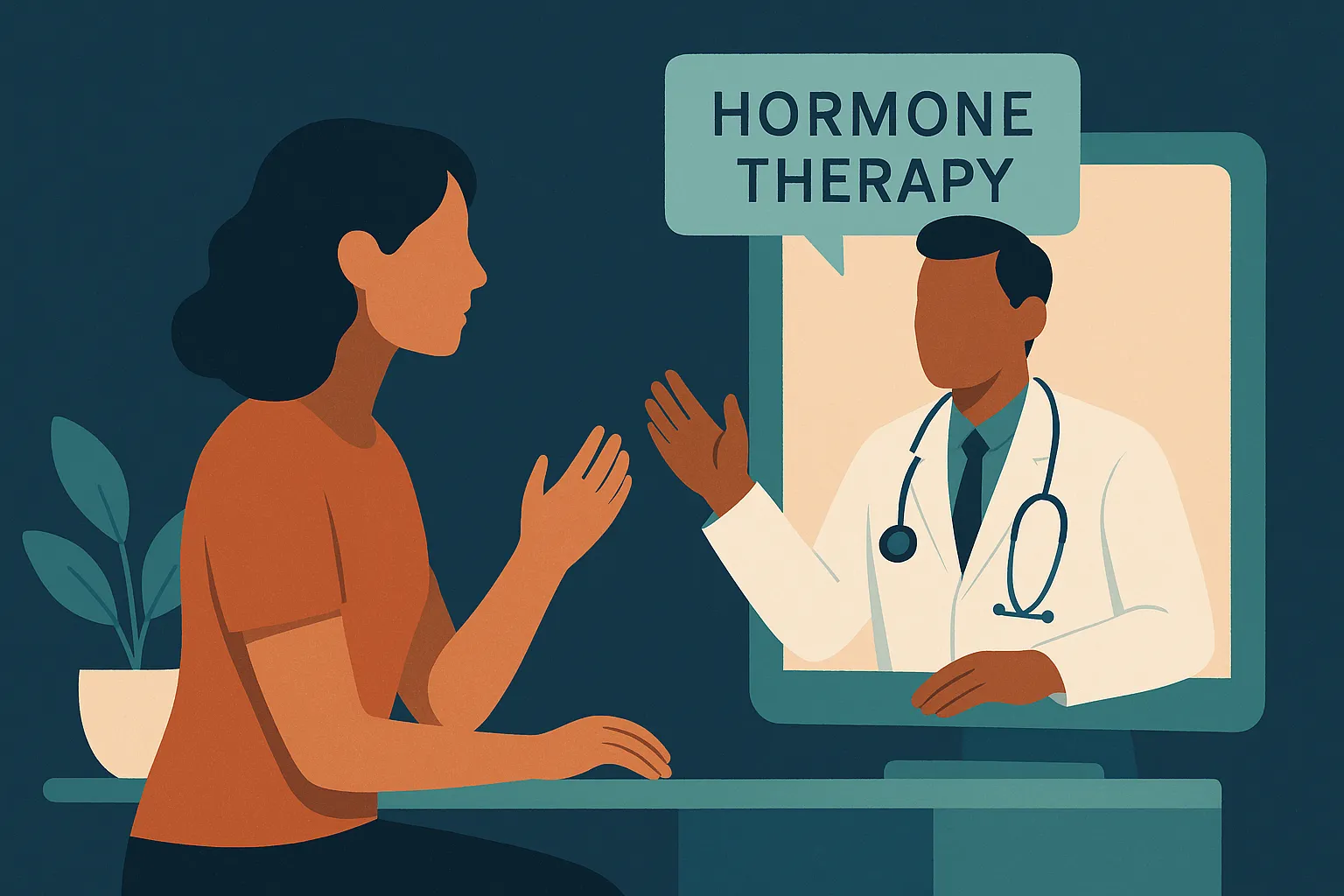 Consulting with a provider about hormone replacement therapy