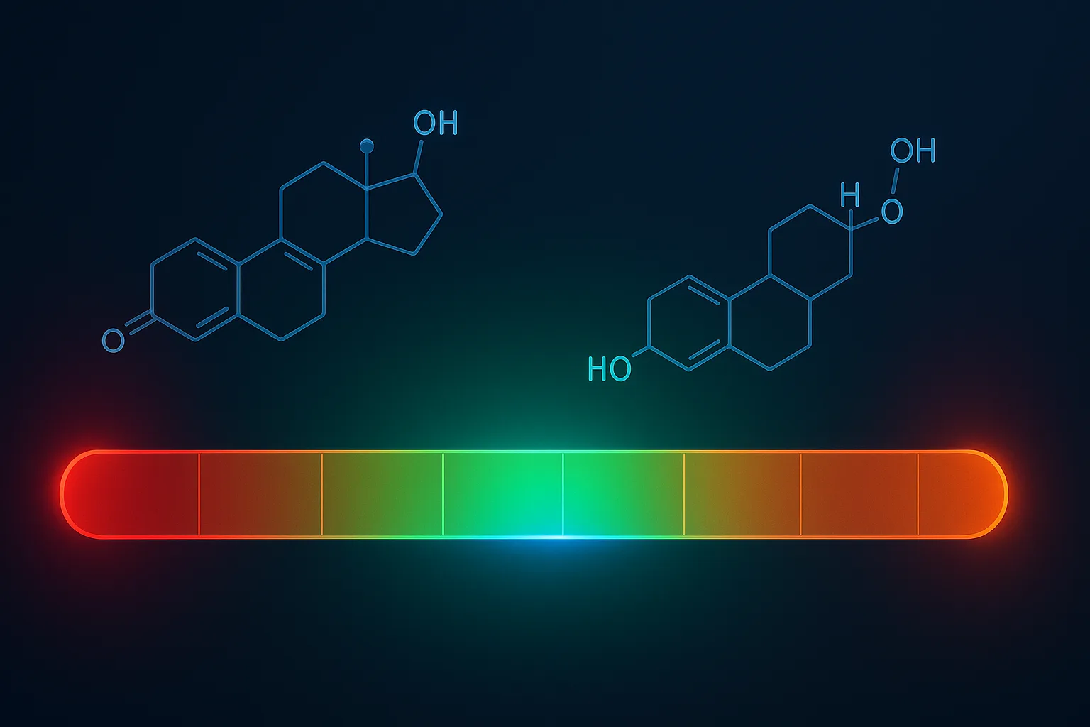 Hormone ratio table comparing optimal vs suboptimal testosterone-to-estradiol values