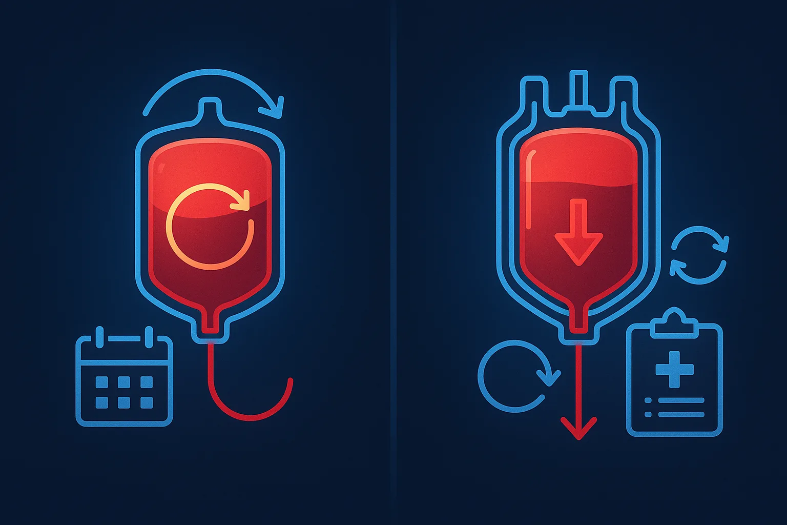Donation versus therapeutic phlebotomy comparison concept