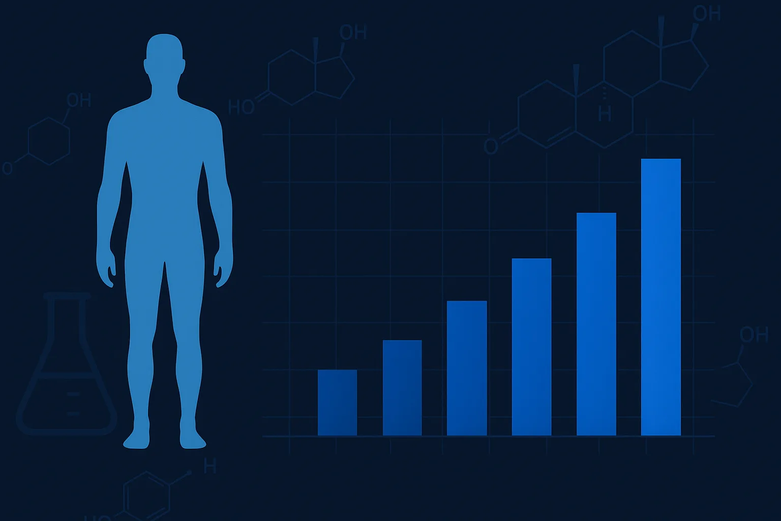 TRT dose by body weight reference chart on dark navy background