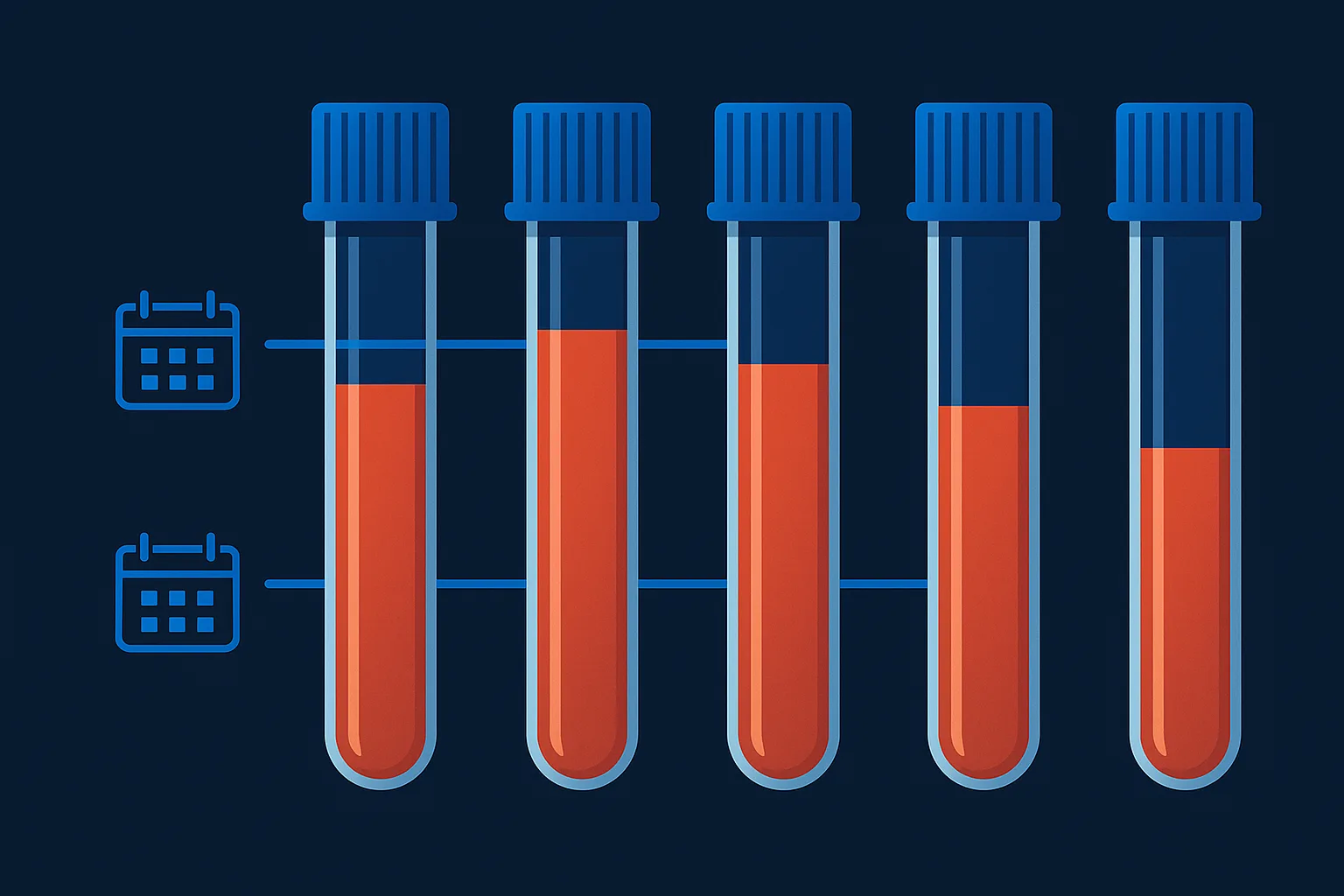 TRT first cycle laboratory monitoring schedule with timing of total testosterone, free testosterone, hematocrit, and estradiol